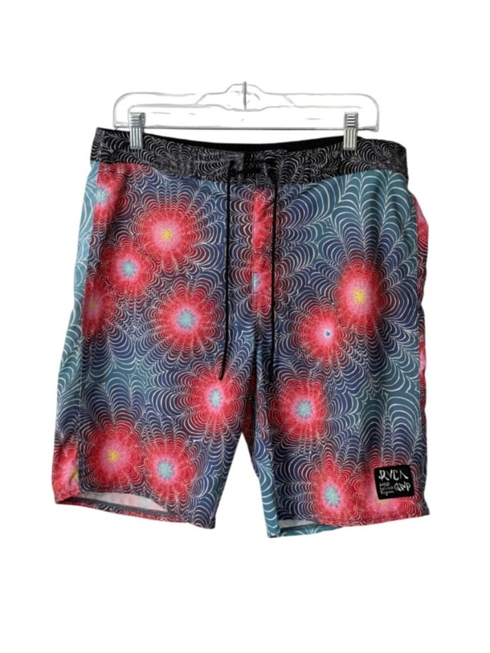 RVCA Mens Size 33 Kelsey Brookes ANP Artist Board Shorts Psychedelic Web Trunks